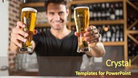  Presentation with pub - Colorful slide set enhanced with handsome barman holding a pint of beer in a pub backdrop and a tawny brown colored foreground