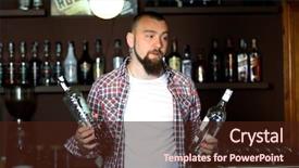  Presentation with bartender - Colorful PPT theme enhanced with handsome bartender holding bottle backdrop and a wine colored foreground