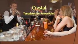  Presentation with women making - Presentation featuring handsome bartender making cocktails background and a tawny brown colored foreground