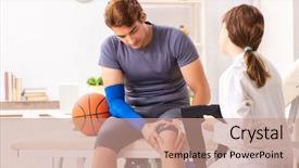  Presentation with basketball female - Colorful theme enhanced with handsome basketball player visiting female backdrop and a coral colored foreground