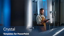  Presentation with steel factory - Slide deck consisting of handsome-bearded-man-brewer-inside background and a ocean colored foreground