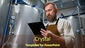  Presentation with steel factory - PPT layouts enhanced with handsome-bearded-man-brewer-inside background and a tawny brown colored foreground