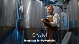  Presentation with steel factory - Presentation design with handsome-bearded-man-brewer-inside background and a navy blue colored foreground