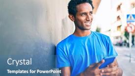  Presentation with black man - Colorful slide set enhanced with handsome-black-african-man-smiling backdrop and a teal colored foreground