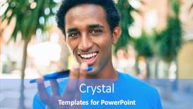  Presentation with black man - Audience pleasing slide set consisting of handsome-black-african-man-smiling backdrop and a teal colored foreground