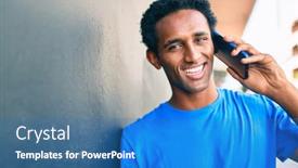  Presentation with black man - Presentation theme consisting of handsome-black-african-man-smiling background and a teal colored foreground