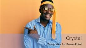  Presentation with black man - PPT theme consisting of handsome-black-man-drunk-wearing background and a light blue colored foreground