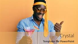  Presentation with black man - Presentation theme featuring handsome-black-man-drunk-wearing background and a yellow colored foreground