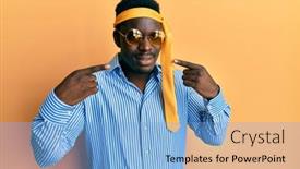  Presentation with black dental - Presentation design enhanced with handsome-black-man-drunk-wearing background and a light blue colored foreground