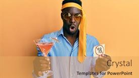  Presentation with black man - Beautiful PPT theme featuring handsome-black-man-drunk-wearing backdrop and a yellow colored foreground