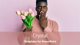  Presentation with hand holding flowers - Presentation design consisting of handsome-black-man-holding-bouquet background and a coral colored foreground
