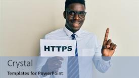  Presentation with privacy - Presentation theme consisting of handsome-black-man-holding-https background and a light blue colored foreground