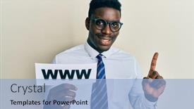  Presentation with black man - Presentation consisting of handsome-black-man-holding-www background and a light blue colored foreground