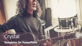  Presentation with play - Theme with handsome-black-man-play-guitar background and a dark gray colored foreground