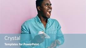  Presentation with hand sanitizer - Cool new PPT theme with handsome-black-man-using-hand backdrop and a teal colored foreground