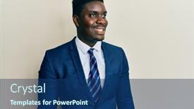  Presentation with business profile - Beautiful theme featuring handsome-black-man-wearing-business backdrop and a ocean colored foreground