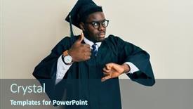  Presentation with black man - Slide deck having handsome-black-man-wearing-graduation background and a navy blue colored foreground