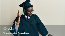  Presentation with moving graduation - Cool new slide deck with handsome-black-man-wearing-graduation backdrop and a navy blue colored foreground