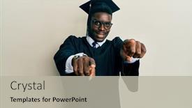  Presentation with ceremony - Presentation design consisting of handsome-black-man-wearing-graduation background and a light gray colored foreground