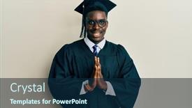  Presentation with ceremony - Beautiful slide deck featuring handsome-black-man-wearing-graduation backdrop and a navy blue colored foreground