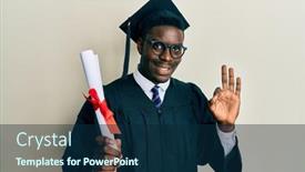  Presentation with ceremony - Slide set with handsome-black-man-wearing-graduation background and a navy blue colored foreground