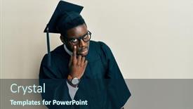  Presentation with ceremony - Amazing presentation design having handsome-black-man-wearing-graduation backdrop and a navy blue colored foreground