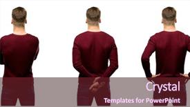  Presentation with isolated paw prints over white - Beautiful slide deck featuring handsome blond man backside rear backdrop and a  colored foreground