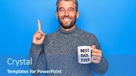  Presentation with best idea - Slides consisting of handsome-blond-man-drinking-cup background and a ocean colored foreground