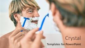  Presentation with razor - Colorful PPT theme enhanced with handsome-blond-man-looking backdrop and a coral colored foreground