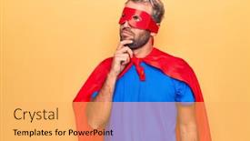  Presentation with super man - PPT layouts consisting of handsome-blond-man-wearing-super background and a yellow colored foreground