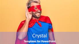  Presentation with super man - Presentation enhanced with handsome-blond-man-wearing-super background and a cobalt blue colored foreground