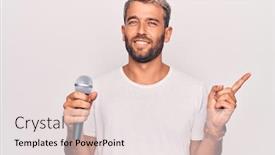  Presentation with beard - Presentation design with handsome-blond-singer-man background and a sky blue colored foreground
