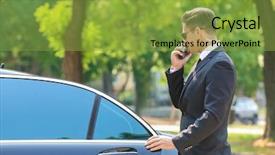  Presentation with outdoors - Amazing slide deck having handsome bodyguard near car outdoors backdrop and a seafoam green colored foreground