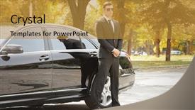  Presentation with handsome - PPT theme consisting of handsome bodyguard near car outdoors background and a gold colored foreground