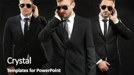  Presentation with handsome - Slide deck with handsome bodyguards on dark background background and a black colored foreground