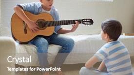  Presentation with classical guitar - Cool new theme with handsome boy playing the guitar backdrop and a coral colored foreground