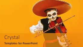  Presentation with sugar skull - Amazing PPT theme having handsome-boy-with-sugar-skull backdrop and a gold colored foreground
