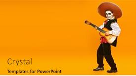  Presentation with day dead - PPT layouts having handsome-boy-with-sugar-skull background and a gray colored foreground