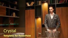  Presentation with luxury fashion - Slide deck with handsome-brunet-man background and a tawny brown colored foreground