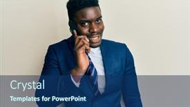  Presentation with black business - Slide deck having handsome-business-black-man-having background and a ocean colored foreground