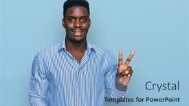  Presentation with business casual - Colorful PPT theme enhanced with handsome-business-black-man-wearing backdrop and a light blue colored foreground