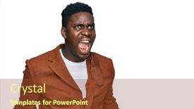  Presentation with leather bag - Beautiful PPT theme featuring handsome-business-black-man-wearing backdrop and a tawny brown colored foreground