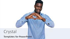  Presentation with business casual - PPT theme enhanced with handsome-business-black-man-wearing background and a light blue colored foreground