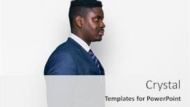  Presentation with business profile - PPT theme having handsome-business-black-man-wearing background and a white colored foreground