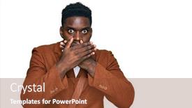  Presentation with leather bag - Cool new PPT layouts with handsome-business-black-man-wearing backdrop and a tawny brown colored foreground