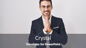  Presentation with praying hands - Slides with handsome-business-hispanic-man-standing background and a  colored foreground