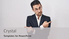  Presentation with direction - Presentation design with handsome-business-hispanic-man-standing background and a light gray colored foreground