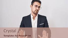  Presentation with moving business - Presentation theme consisting of handsome-business-hispanic-man-standing background and a coral colored foreground