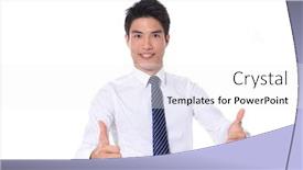  Presentation with give - Theme having handsome business man give you an excellent gesture background and a white colored foreground