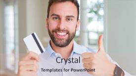  Presentation with business card - Beautiful PPT layouts featuring handsome business man holding credit backdrop and a lemonade colored foreground